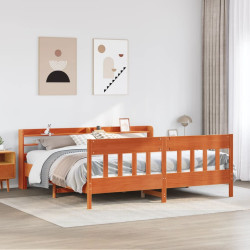 Cama sem colchão 200x200 cm pinho maciço castanho-mel