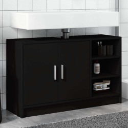 Armário de lavatório 90x29x55 cm derivados de madeira preto