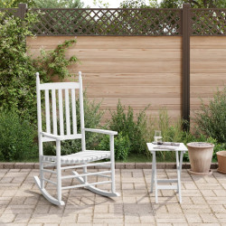 Cadeira de baloiço com mesa dobrável álamo maciço branco
