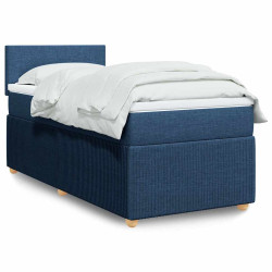 Cama com molas/colchão 90x200 cm tecido azul
