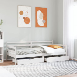 Sofá-cama c/ gavetas 90x200cm madeira de pinho maciça branco