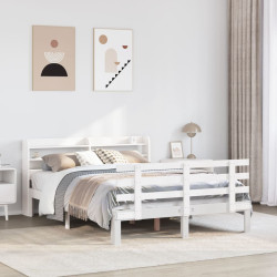 Estrutura cama c/ cabeceira 135x190 cm pinho maciço branco
