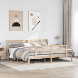 Estrutura de cama com cabeceira 180x200 cm pinho maciço
