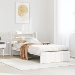 Estrutura cama c/ cabeceira 75x190 cm pinho maciço