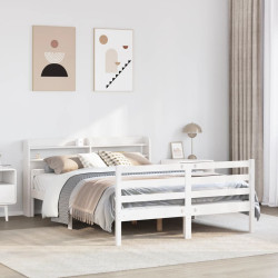 Estrutura de cama c/ cabeceira sem colchão 140x200 cm branco