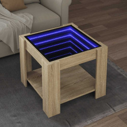 Mesa de centro c/ leds 53x53x45 cm derivados de madeira