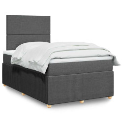 Cama boxspring com colchão 120x190 cm tecido cinzento-escuro