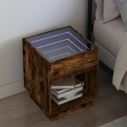 Mesa de cabeceira c/ LED infinity 40x40x50 cm carvalho castanho