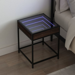 Mesa de cabeceira c/ LED infinity 40x40x51 cm carvalho castanho