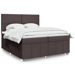 Cama com molas/colchão 200x200 cm tecido castanho-escuro
