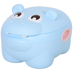 Bacio para bebé em forma de hipopótamo 2 em 1 com cubo amovível e escova de limpeza 40x30x23 cm azul