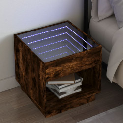 Mesa de cabeceira c/ LED infinity 50x50x50 cm carvalho fumado