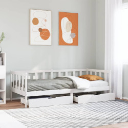 Sofá-cama com gavetas 80x200 cm madeira de pinho maciça