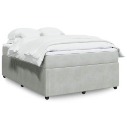Cama com molas/colchão 140x190 cm veludo cinzento-claro