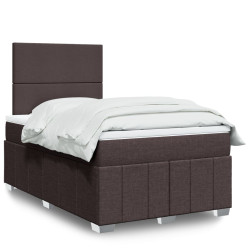 Cama boxspring com colchão 120x190 cm tecido castanho-escuro