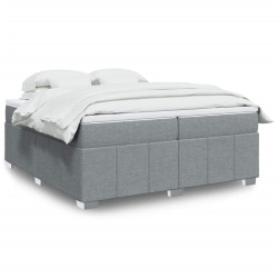 Cama com molas/colchão 200x200 cm tecido cinza-claro