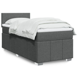 Cama com molas/colchão 90x190 cm tecido cinza-escuro