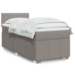 Cama com molas/colchão 100x200 cm tecido cinza-acastanhado