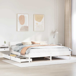 Cama sem colchão 200x200 cm madeira de pinho maciça branco