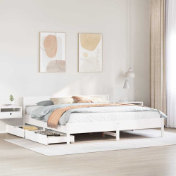 Cama sem colchão 160x200 cm madeira de pinho maciça branco