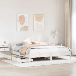 Cama sem colchão 200x200 cm madeira de pinho maciça branco
