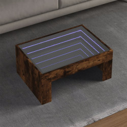 Mesa de centro luzes LED infinity 70x50x30 cm carvalho fumado