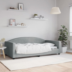 Sofá-cama 100x190 cm tecido cinzento-claro
