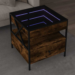 Mesa de centro luzes LED infinity 50x50x51 cm carvalho fumado