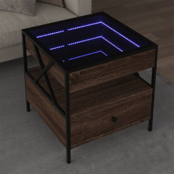Mesa de centro luzes LED infinity 50x50x51 cm carvalho castanho