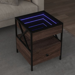 Mesa de centro luzes LED infinity 40x40x51 cm carvalho castanho