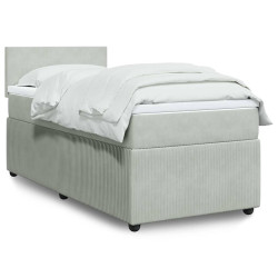 Cama com molas/colchão 90x190 cm veludo cinza-claro