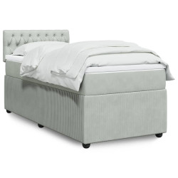 Cama com molas/colchão 90x190 cm veludo cinza-claro