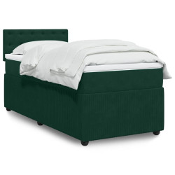Cama com molas/colchão 90x200 cm veludo verde-escuro