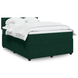 Cama com molas/colchão 140x190 cm veludo verde-escuro