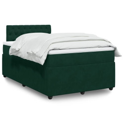 Cama boxspring com colchão 120x200 cm veludo verde-escuro