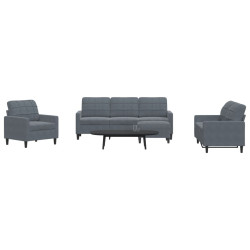 4 Pcs conjunto de sofás com almofadões veludo cinzento-escuro