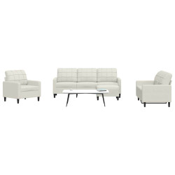 4 Pcs conjunto de sofás com almofadões veludo cor creme
