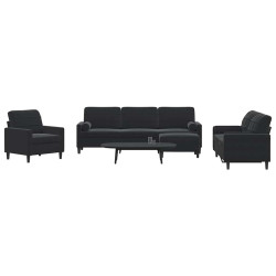 4 Pcs conjunto de sofás com almofadões e rolos veludo preto