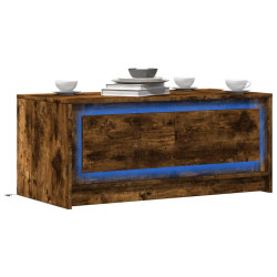 Mesa de centro c/ luzes LED derivados madeira carvalho fumado
