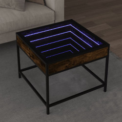 Mesa de centro luzes LED infinity 50x50x41 cm carvalho fumado
