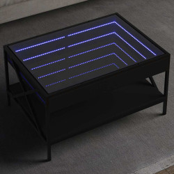 Mesa de centro luzes LED infinity 70x50x38 cm preto