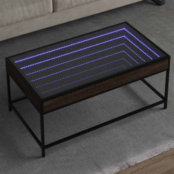 Mesa de centro luzes LED infinity 90x50x41 cm carvalho castanho