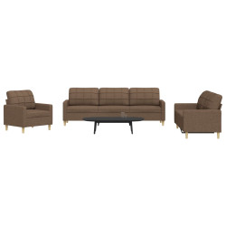 3 Pcs conjunto de sofás tecido castanho