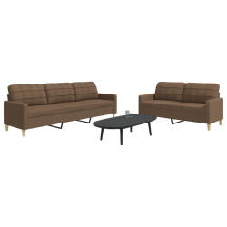 2 Pcs conjunto de sofás tecido castanho