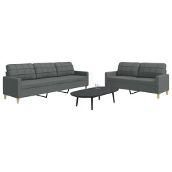 2 Pcs conjunto de sofás tecido cinzento-escuro
