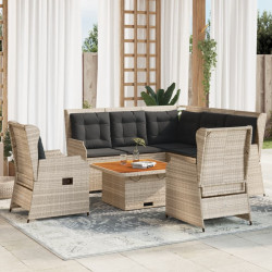 5 Pcs conj. lounge p/ jardim c/ almofadões vime PE cinza claro