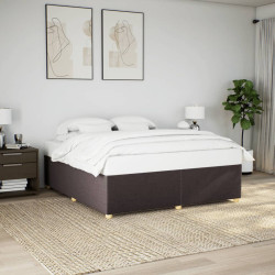 Estrutura de cama sem colchão 180x200 cm tecido castanho-escuro