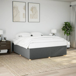Estrutura de cama sem colchão 200x200 cm tecido cinzento-escuro