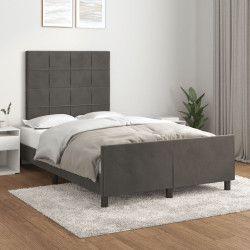 Estrutura de cama sem colchão 120x190 cm veludo cinza escuro