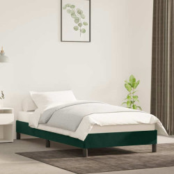 Estrutura de cama sem colchão 100x200 cm veludo verde-escuro